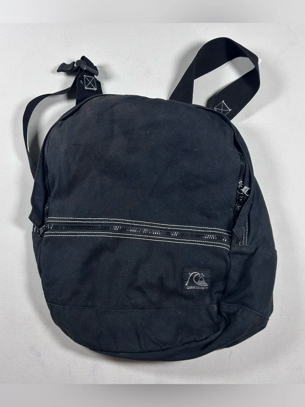 Roxy Quiksilver Vintage Surf Backpack 90S 00S Y2K Glitter Logo Black Youth Bag